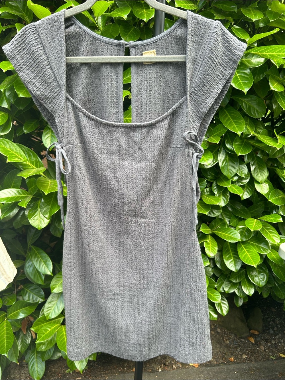 Free People Grey Knit Cap Sleeve Mini Dress